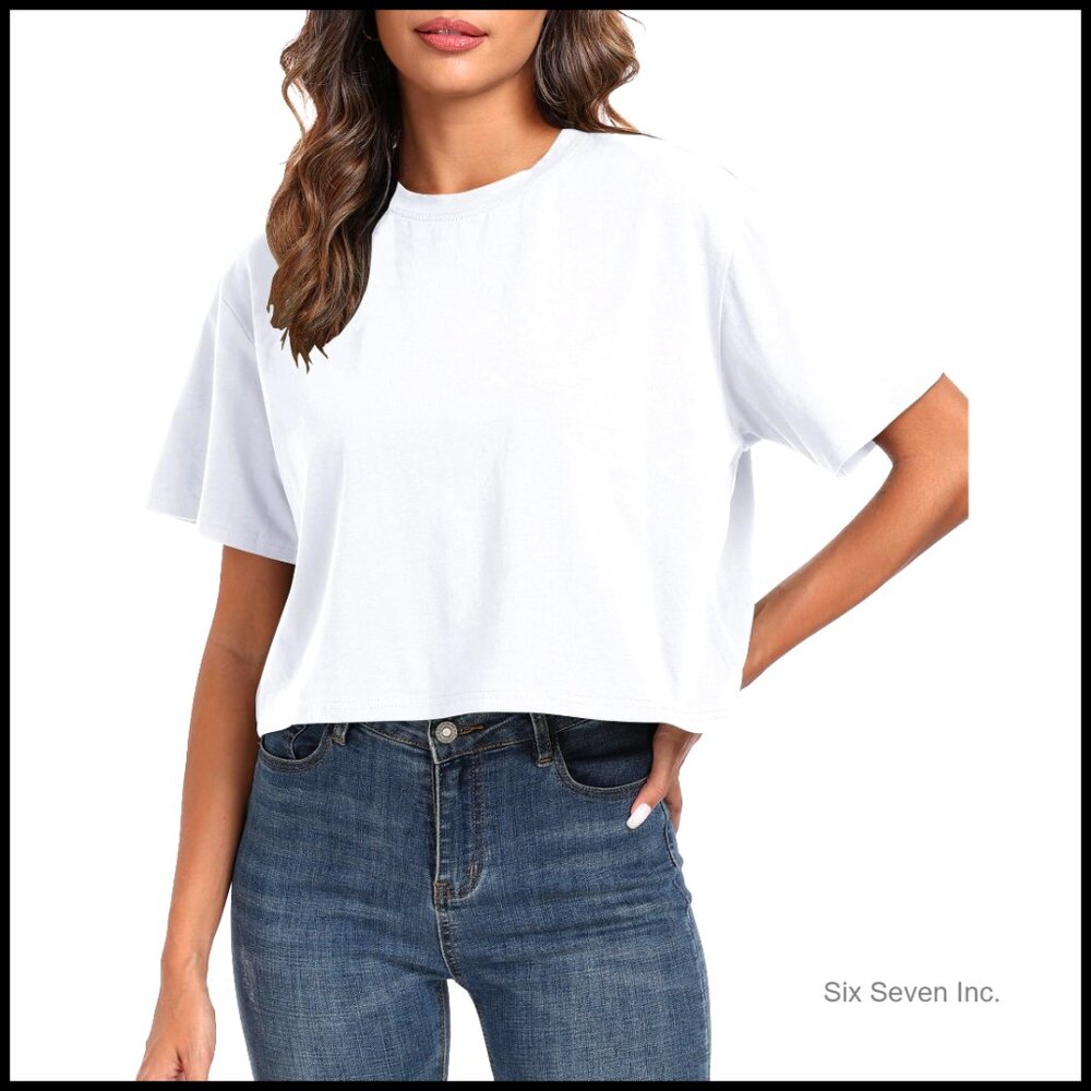 Oversized Cropped Cotton Tee Loose Fit Casual Workout Y2k Chic Summer Top